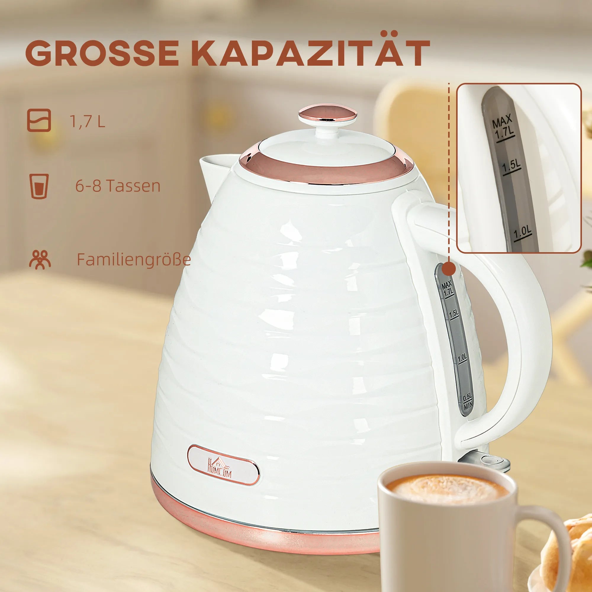 Elektrinis virdulys, 1,7 l, 2200 W, su kalkių filtru, baltas