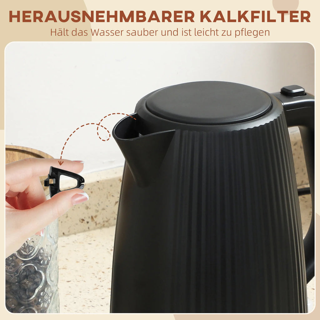 Elektrinis virdulys 1,7 l 2200 W su kalkių filtru juodas