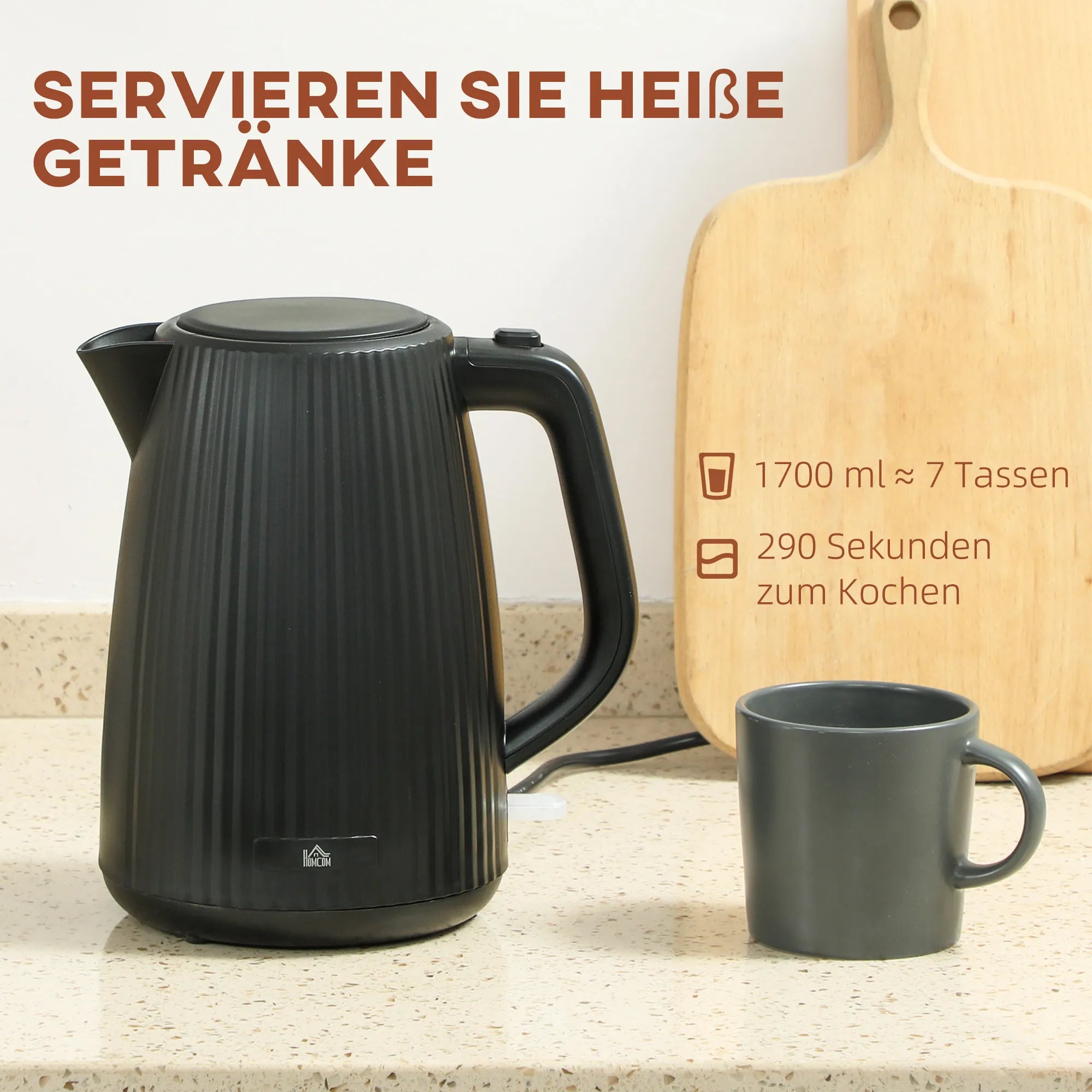 Elektrinis virdulys 1,7 l 2200 W su kalkių filtru juodas