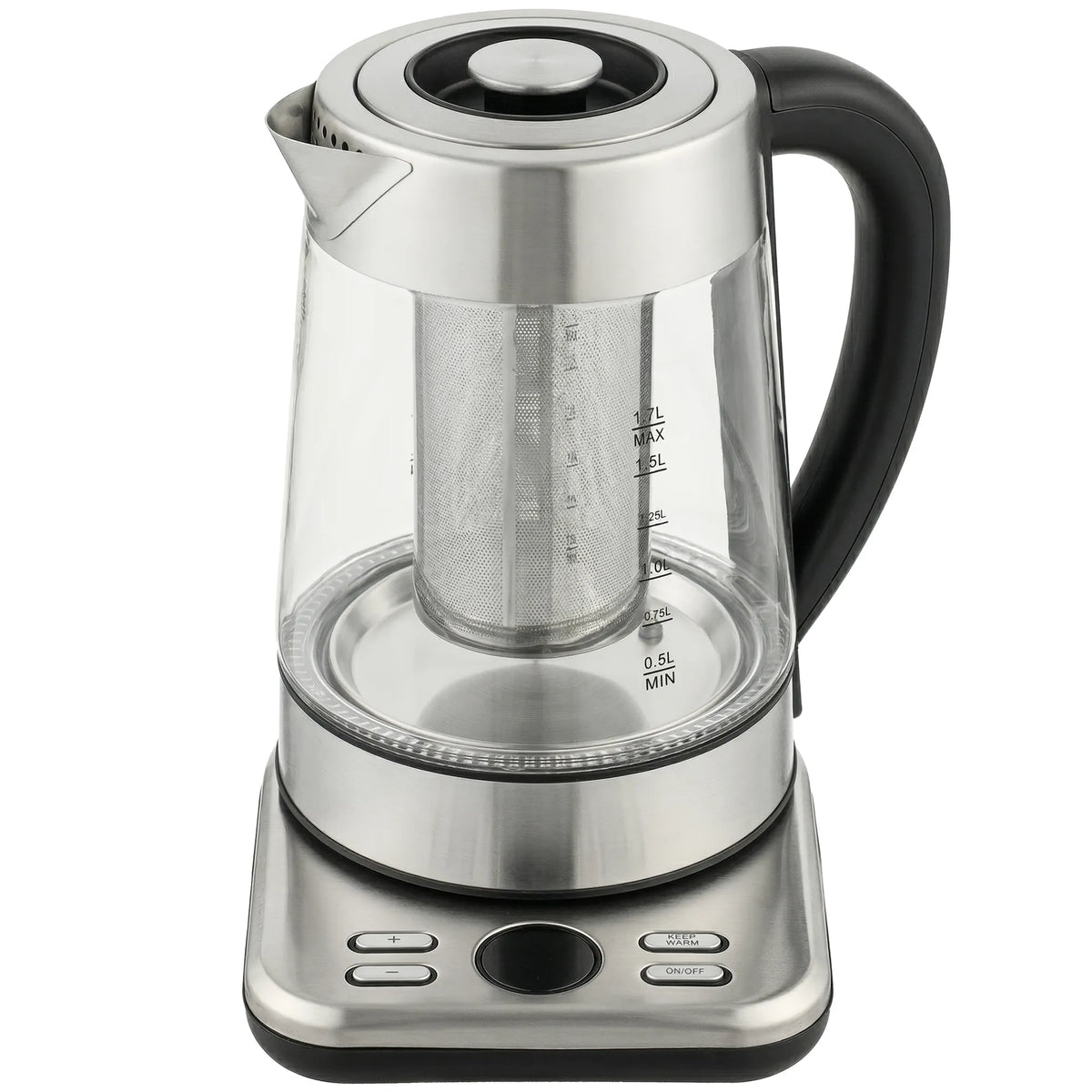 Elektrinis virdulys su temperatūros reguliavimu, 1,7 l, sidabrinis