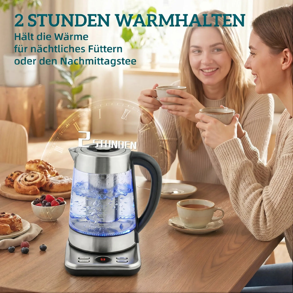 Elektrinis virdulys su temperatūros reguliavimu, 1,7 l, sidabrinis