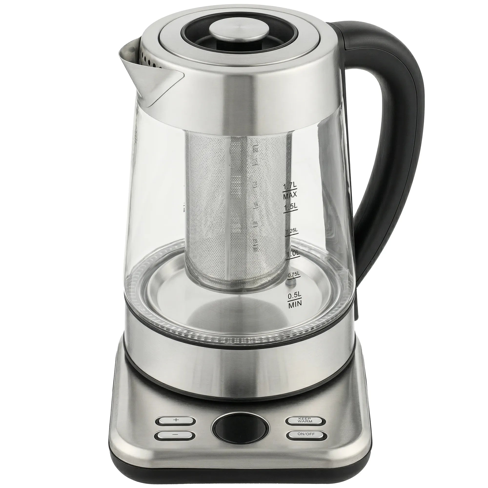 Elektrinis virdulys su temperatūros reguliavimu, 1,7 l, sidabrinis