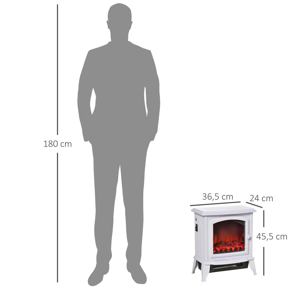 Elektrinis židinys pastatomas, 2 šildymo režimai 1000W/2000W, baltas, 36,5x24x45,5 cm