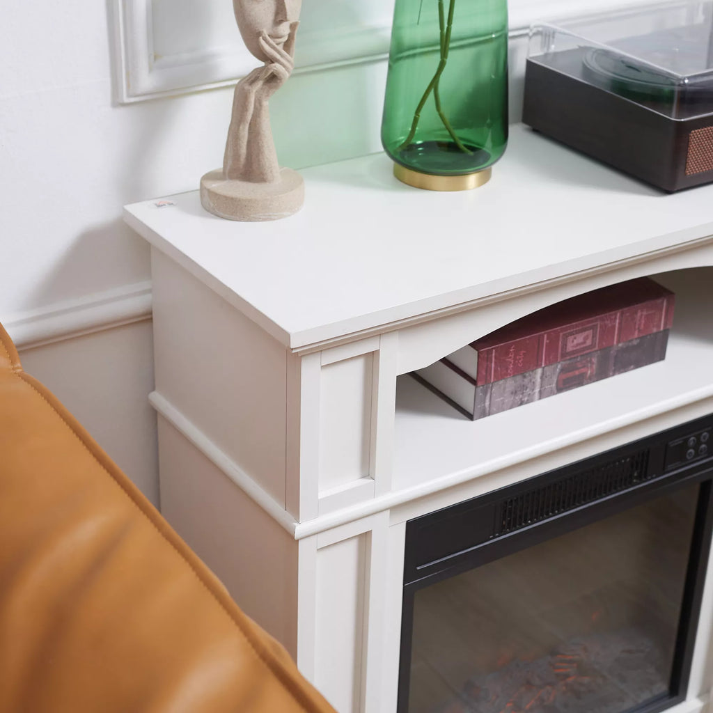 Elektrinis židinys su LED liepsnos efektu, 1800 W, balta/juoda