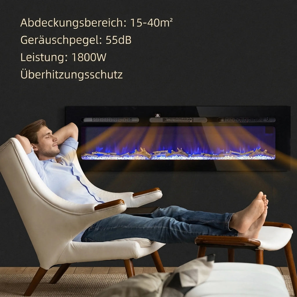 Elektrinis židinys su sieniniu laikikliu ir pulteliu, 1800 W, juodas
