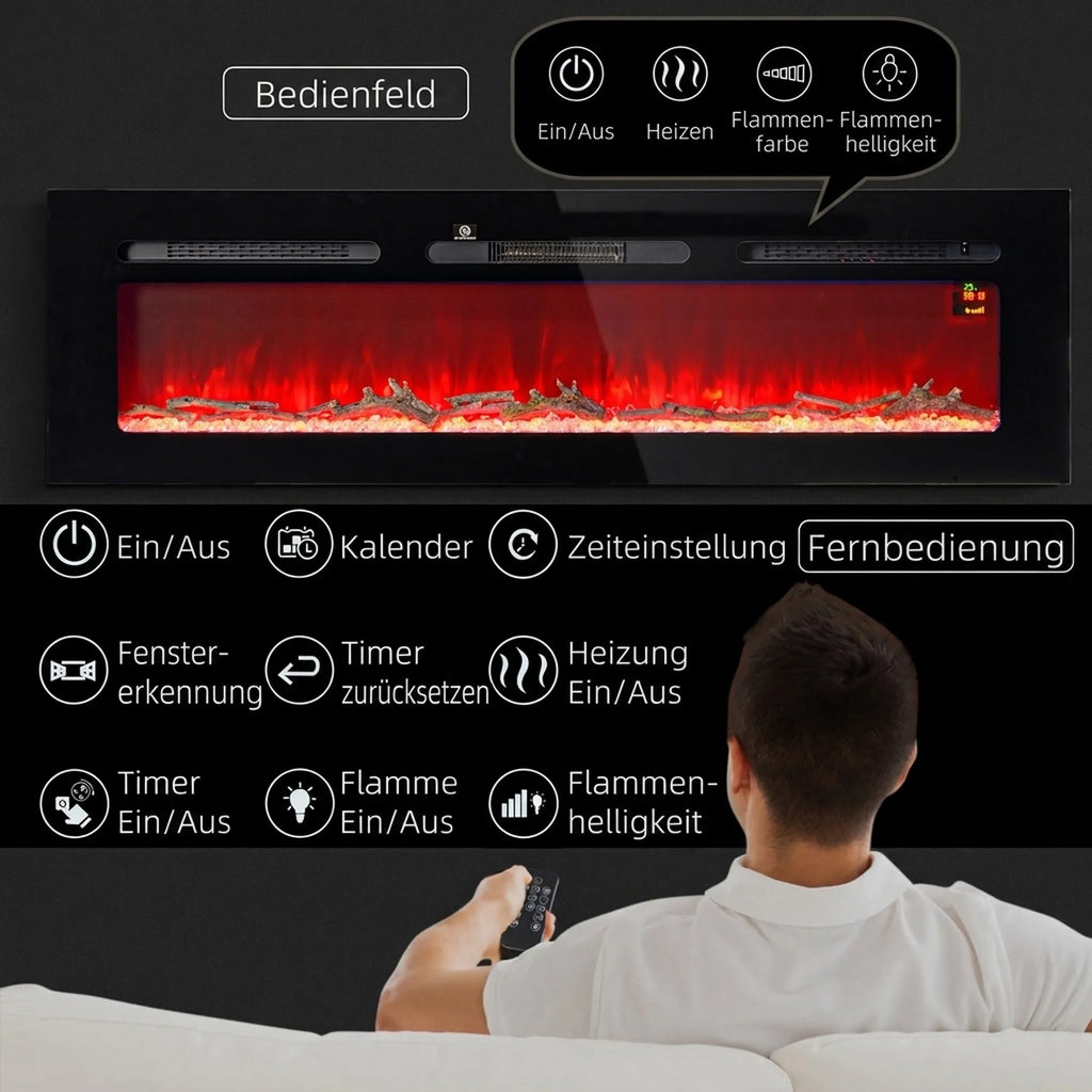 Elektrinis židinys su sieniniu laikikliu ir pulteliu, 1800 W, juodas
