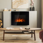 Elektrinis židinys su šildymu, 3D liepsnos efektu, 900/1800 W, juodas