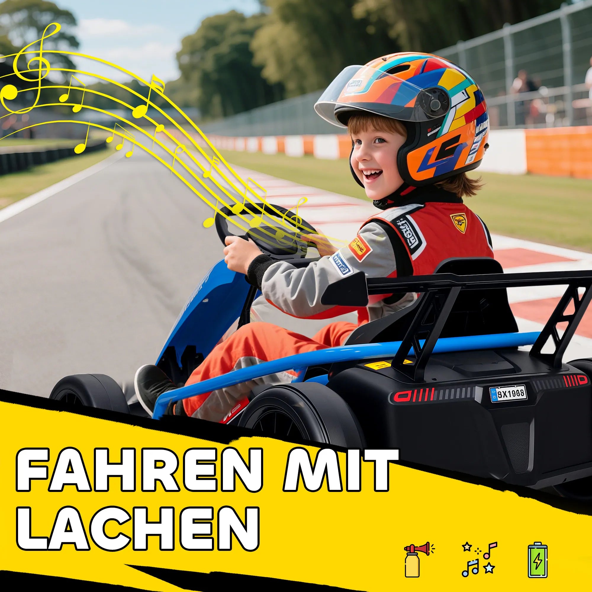 Elektromagnetinis kartingas su drifto funkcija, 8–12 metų vaikams, mėlynas