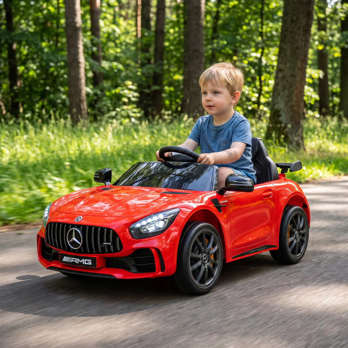 Elektromobilis Mercedes-Benz AMG GTR 3–6 metų vaikams, raudonas