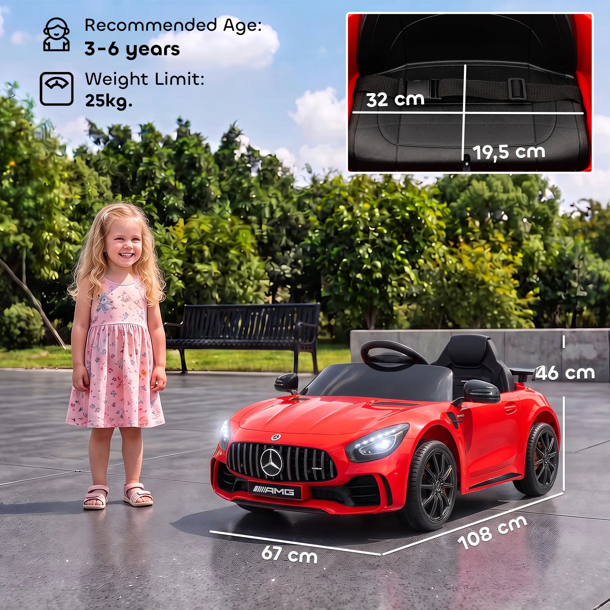Elektromobilis Mercedes-Benz AMG GTR 3–6 metų vaikams, raudonas