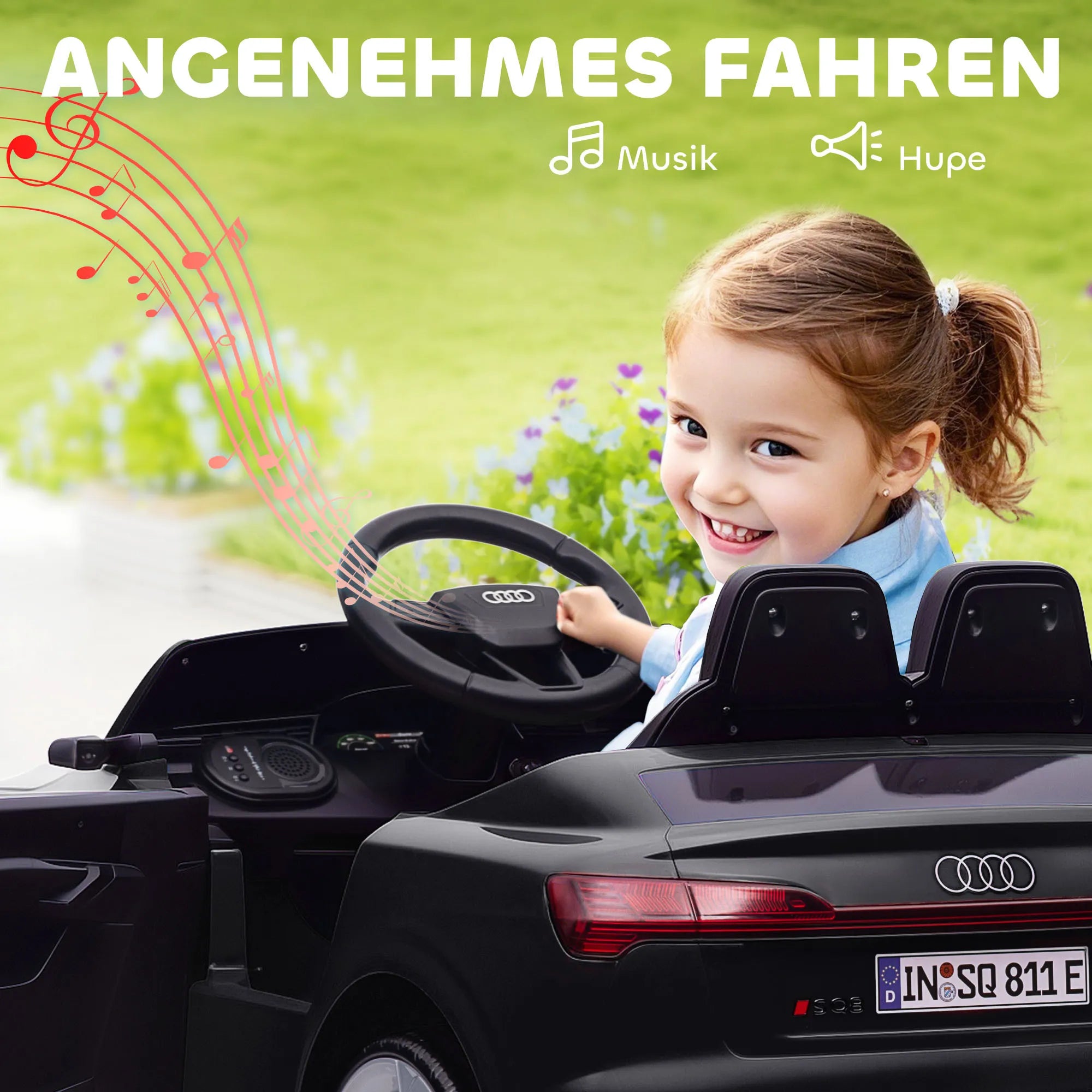 Elektromobilis vaikams Audi Q8 e-tron, 3–4 metų vaikams, juodas