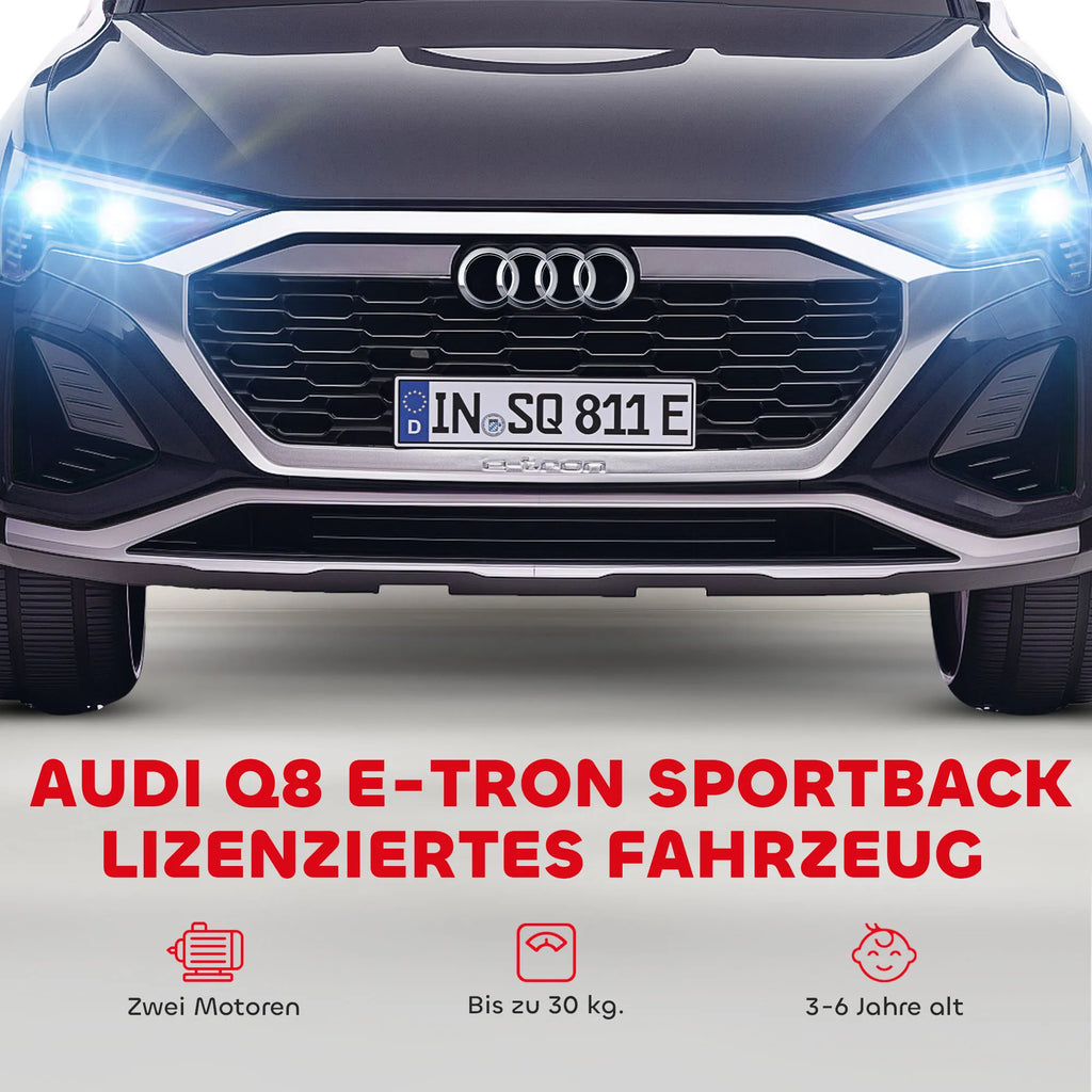 Elektromobilis vaikams Audi Q8 e-tron, 3–4 metų vaikams, juodas