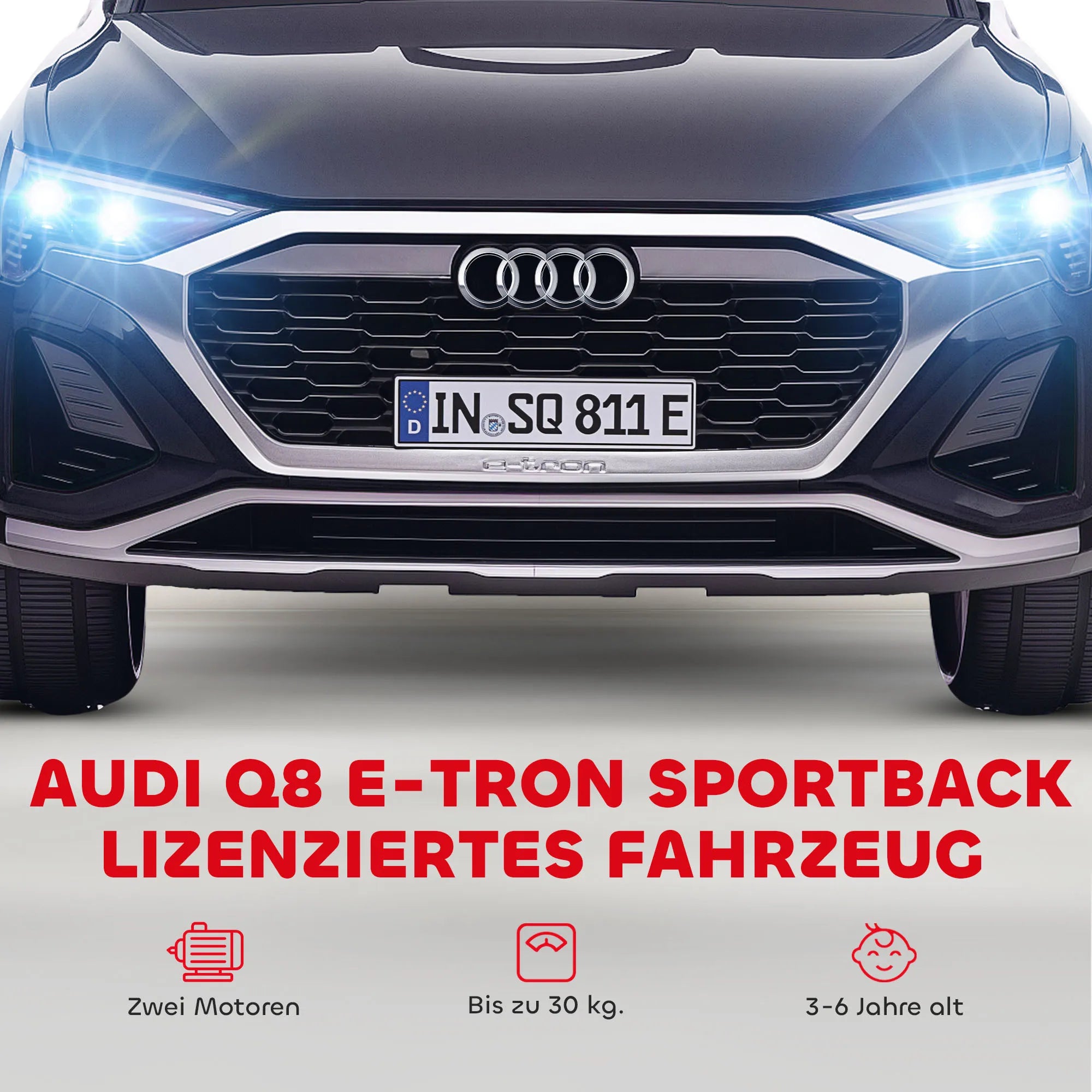 Elektromobilis vaikams Audi Q8 e-tron, 3–4 metų vaikams, juodas