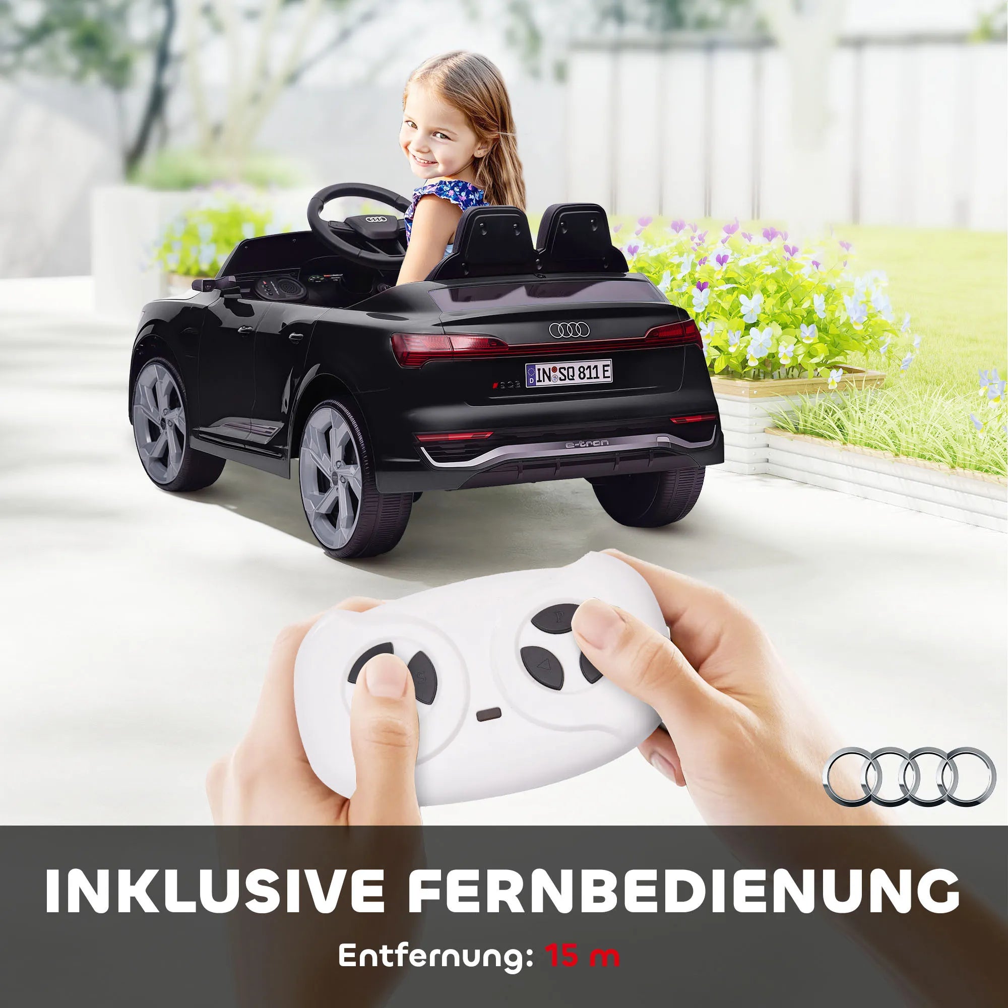 Elektromobilis vaikams Audi Q8 e-tron, 3–4 metų vaikams, juodas