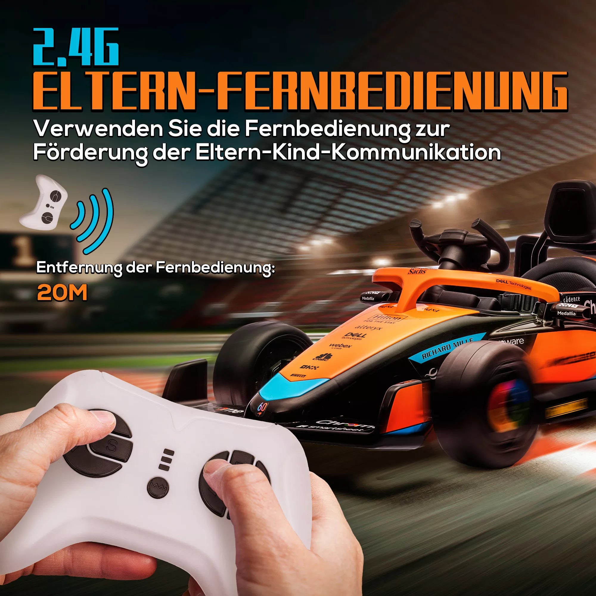 Elektromobilis vaikams McLaren F1, 3–5 metų, oranžinis