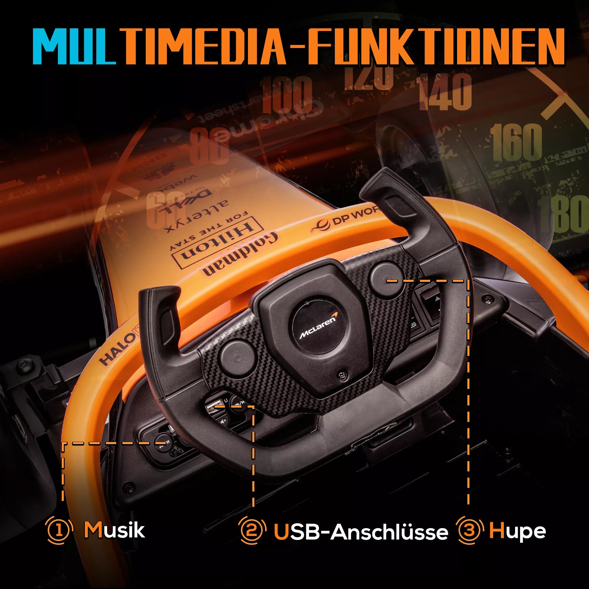 Elektromobilis vaikams McLaren F1, 3–5 metų, oranžinis