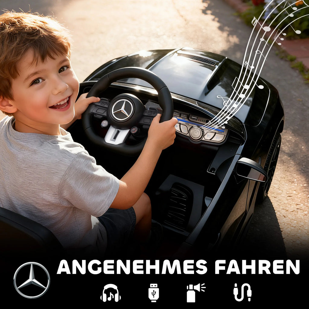 Elektromobilis vaikams Mercedes, iki 25 kg, nuo 3 metų, juodas  12V
