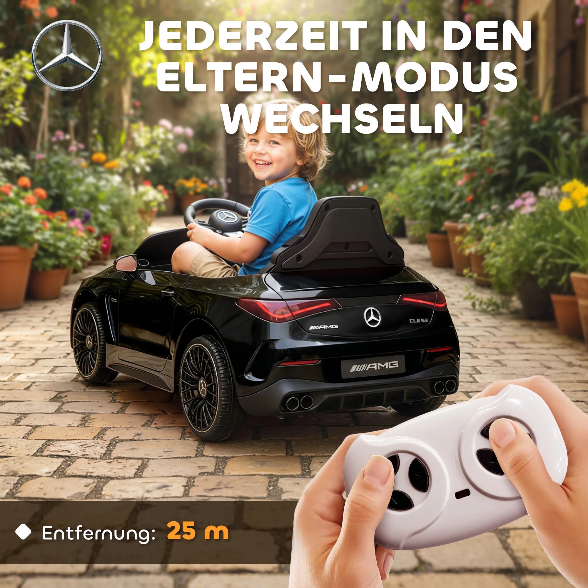 Elektromobilis vaikams Mercedes, iki 25 kg, nuo 3 metų, juodas  12V