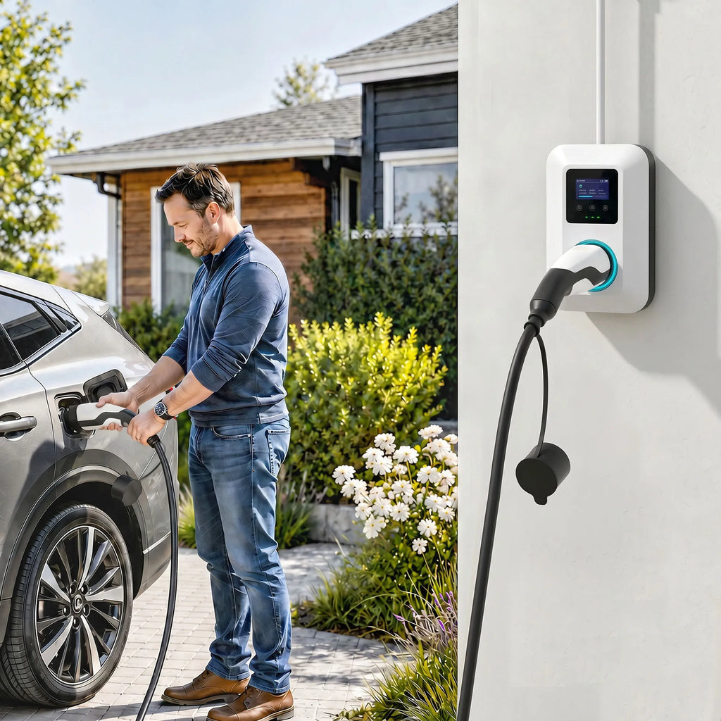 Elektromobilių įkrovimo kabelis Typ 2, 11 kW, 5 m, juodas ir baltas