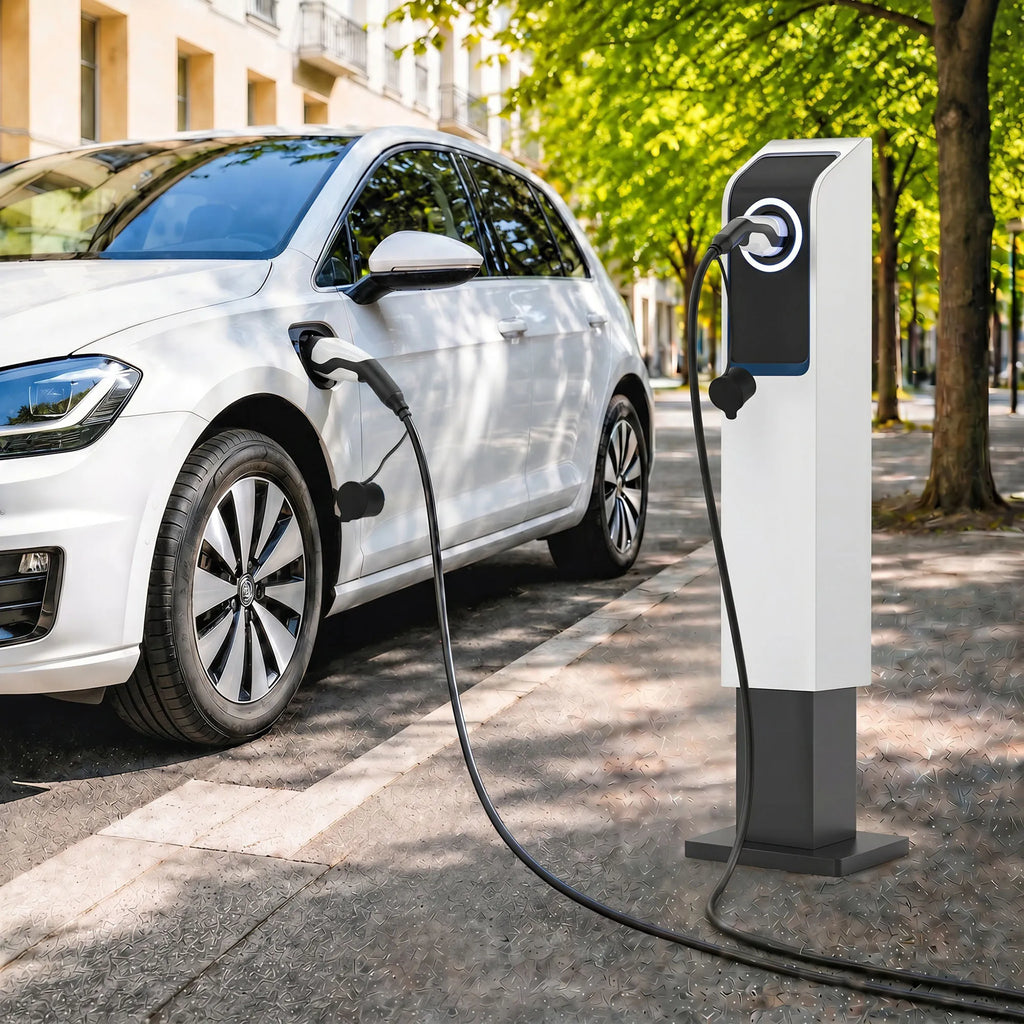 Elektromobilių įkrovimo kabelis Typ 2, 11 kW, 5 m, juodas ir baltas