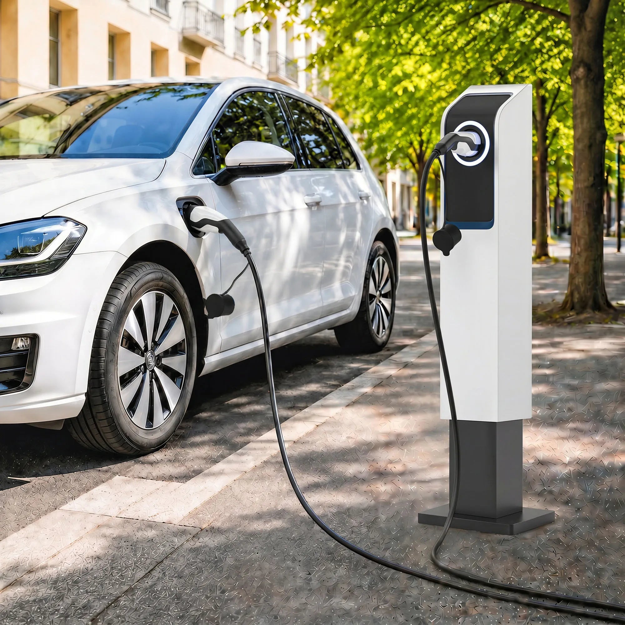 Elektromobilių įkrovimo kabelis Typ 2, 11 kW, 5 m, juodas ir baltas