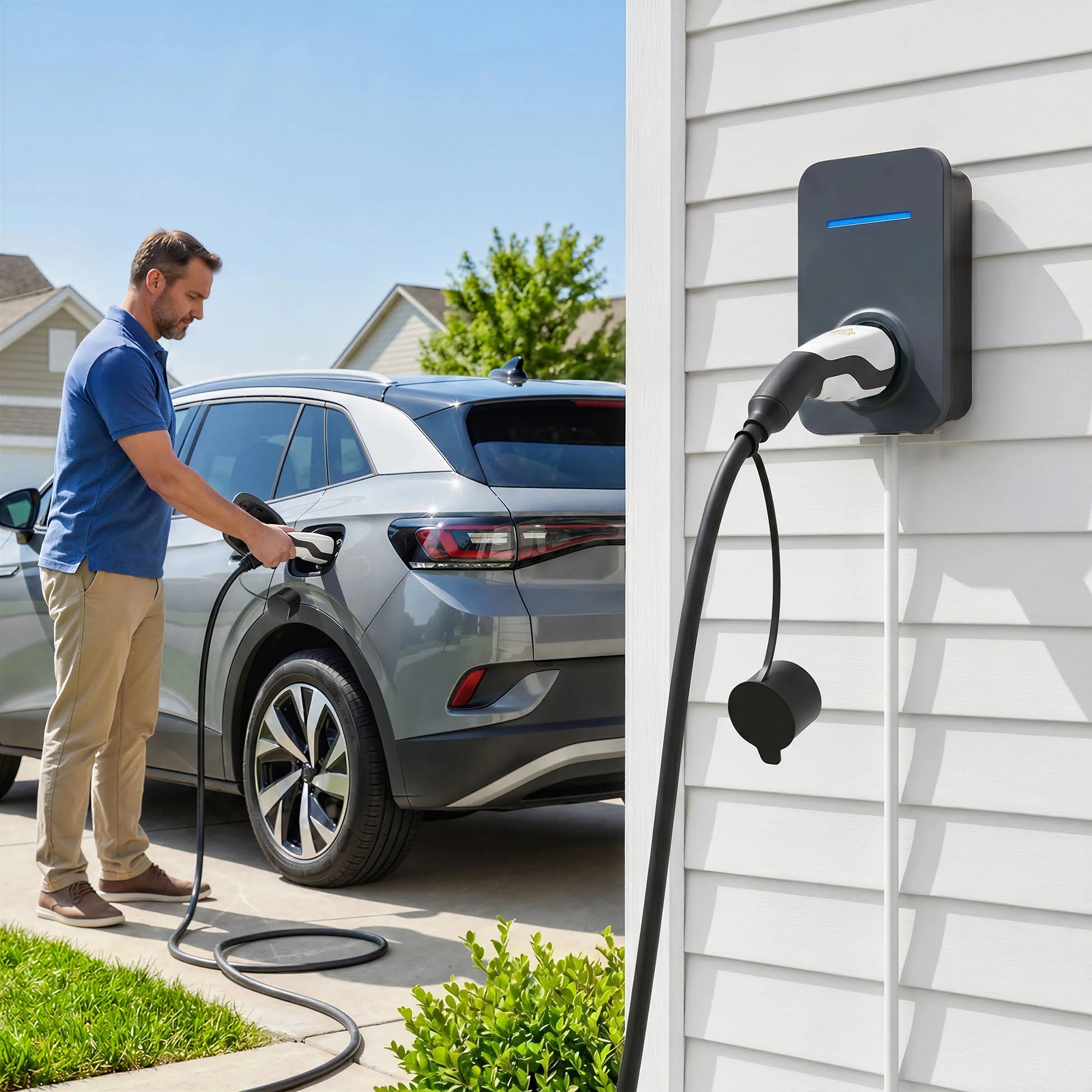 Elektromobilių įkrovimo kabelis Typ 2, 11 kW, 5 m, juodas ir baltas