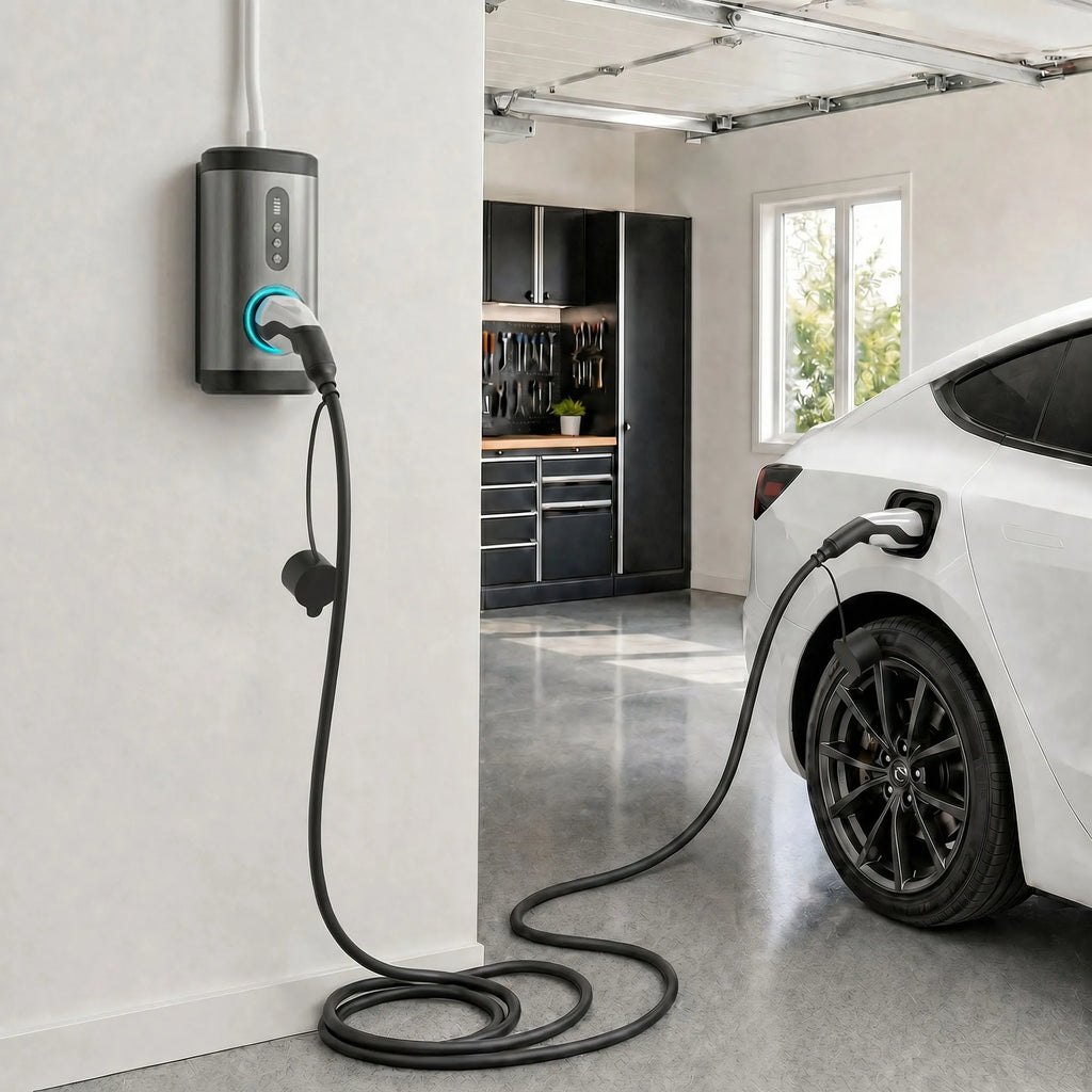 Elektromobilių įkrovimo kabelis Typ 2, 11 kW, 5 m, juodas ir baltas