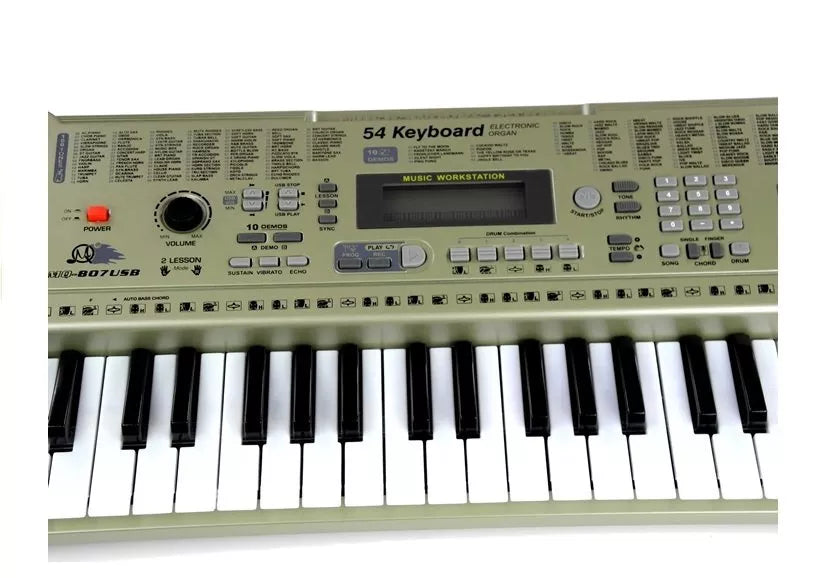 Elektroninis klavišinis muzikos instrumentas, 54 klavišai, su mikrofonu, smėlio spalvos