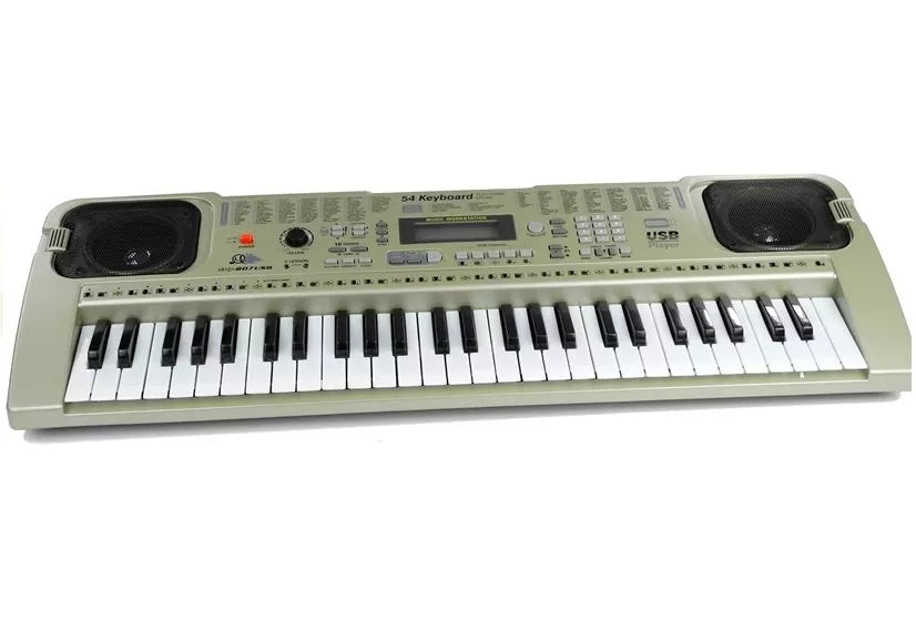 Elektroninis klavišinis muzikos instrumentas, 54 klavišai, su mikrofonu, smėlio spalvos