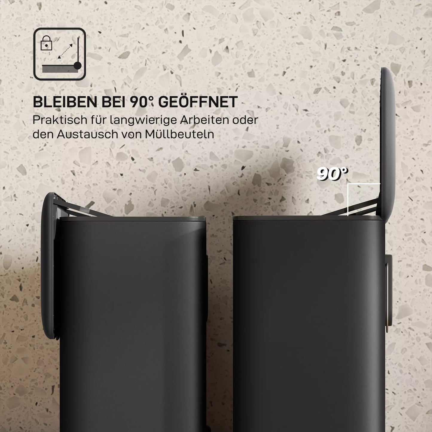 8 l šiukšliadėžė, stovinti arba kabinama, nerūdijantis plienas, juoda