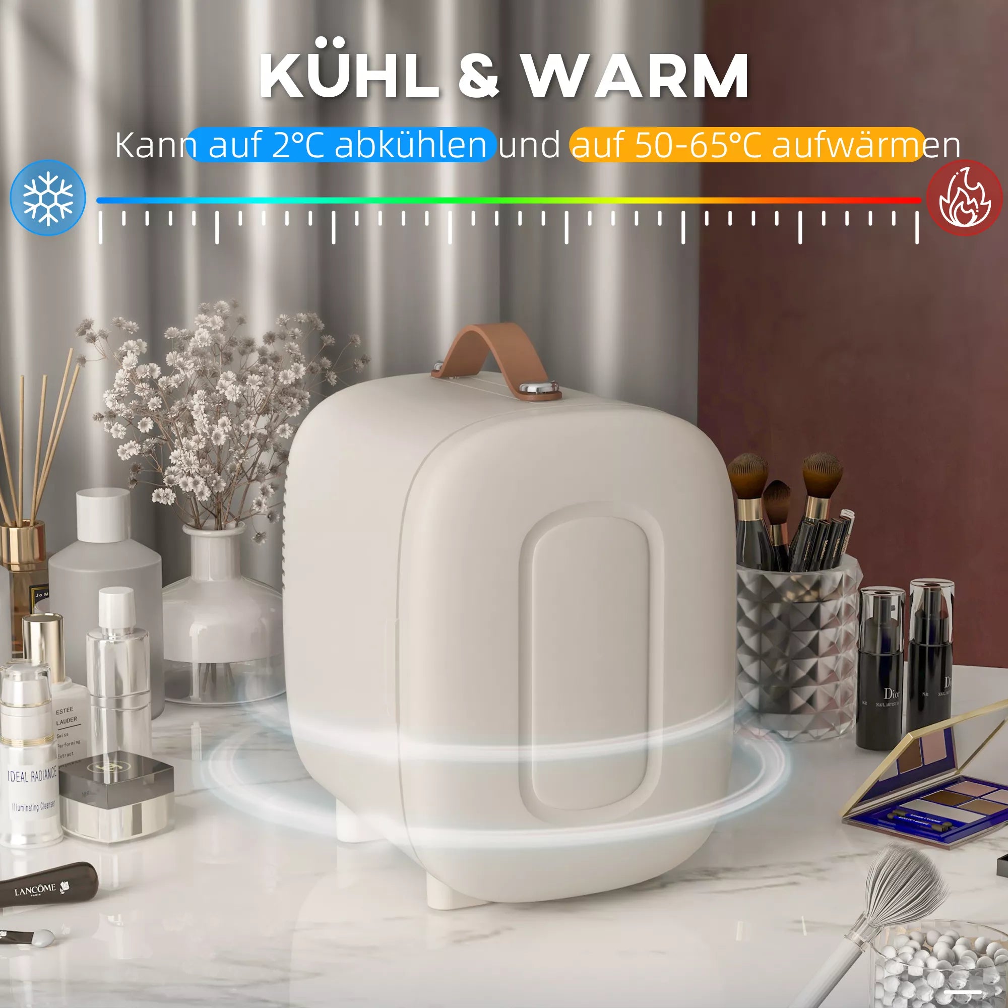 Mini šaldytuvas „Beauty Fridge“, 4 l talpos, 20,3 x 26,3 x 28 cm, kreminės baltos spalvos