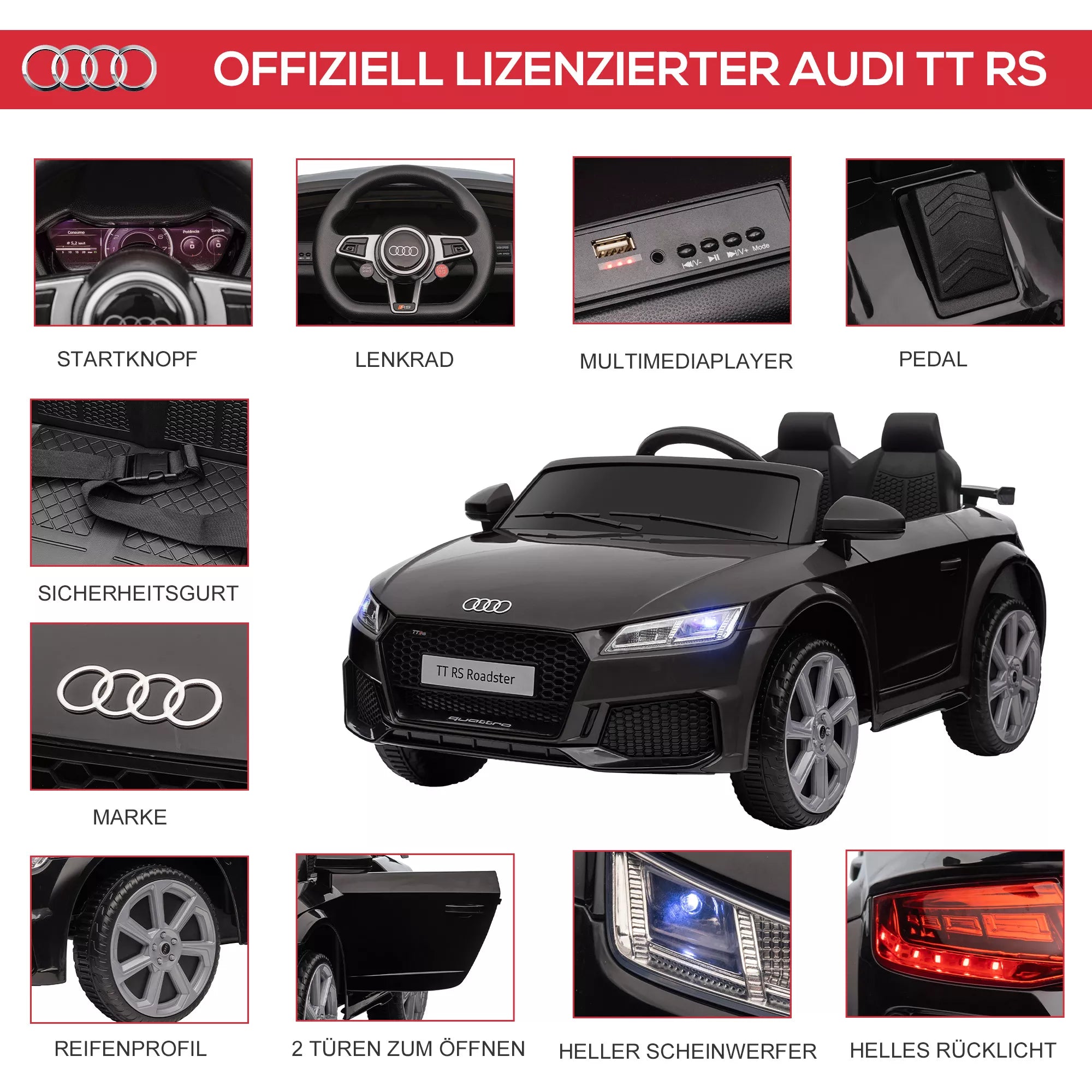 Schema su licencijuoto Audi TT RS detalėmis
