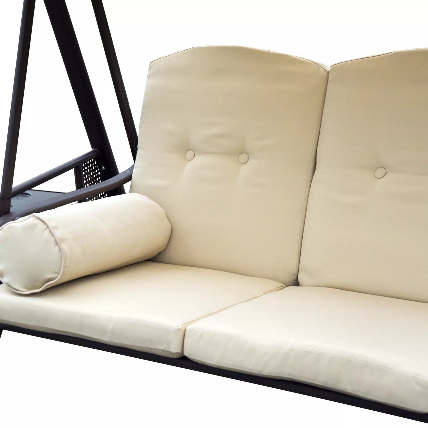 3 vietų "Hollywood" sūpynės su stogeliu, smėlio+rudos spalvos, 121x208x172 cm