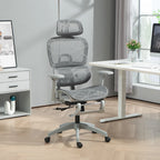 Ergonominė biuro kėdė su kojų atrama, iki 120 kg, pilka