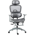 Ergonominė biuro kėdė su kojų atrama, iki 120 kg, pilka