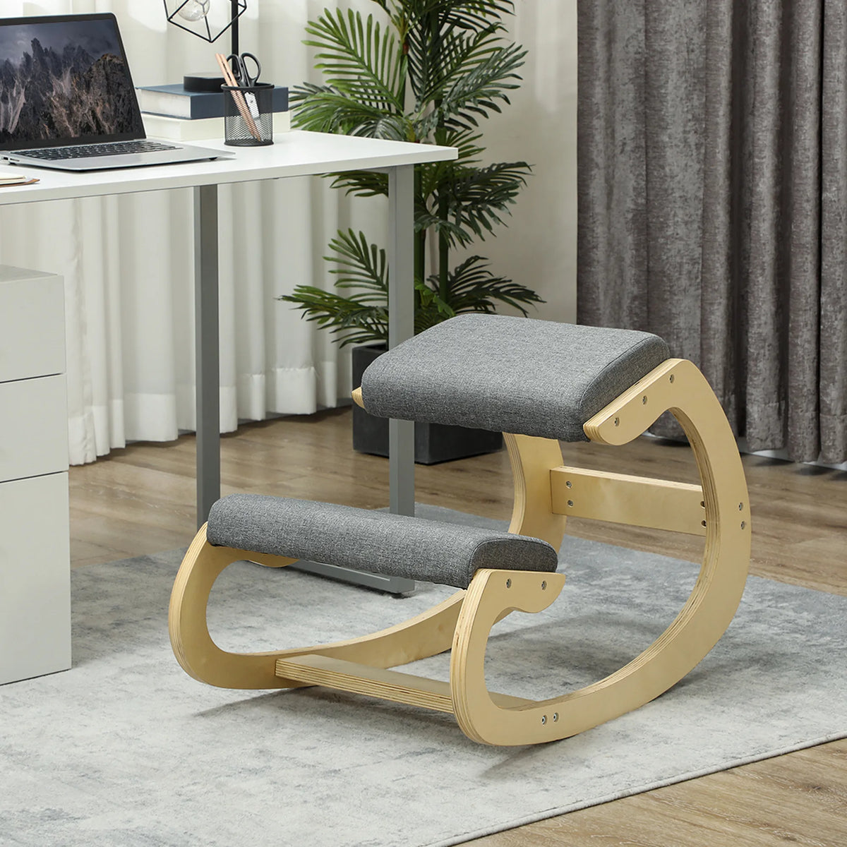 Ergonominė kėdė, kelių atrama, iki 120 kg, pilka