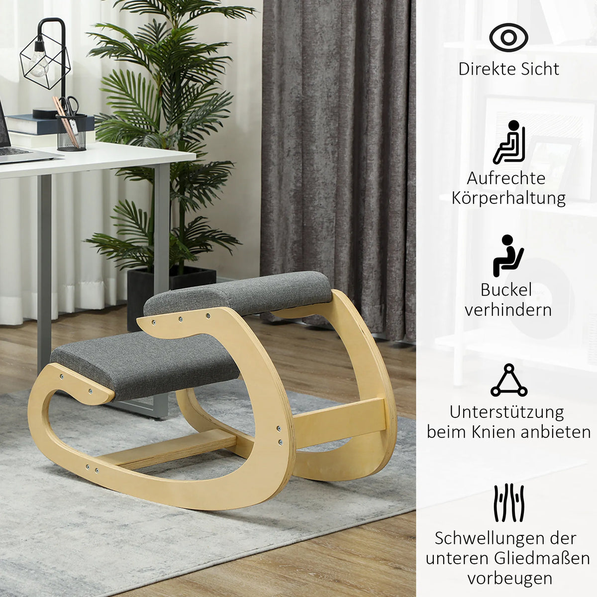Ergonominė kėdė, kelių atrama, iki 120 kg, pilka