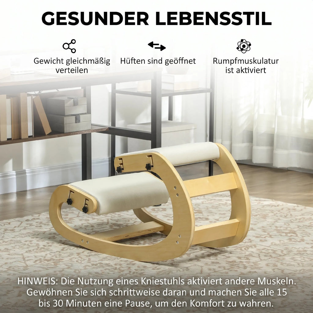 Ergonominė kėdė klūpėjimui, 6 padėčių reguliuojama, kreminė