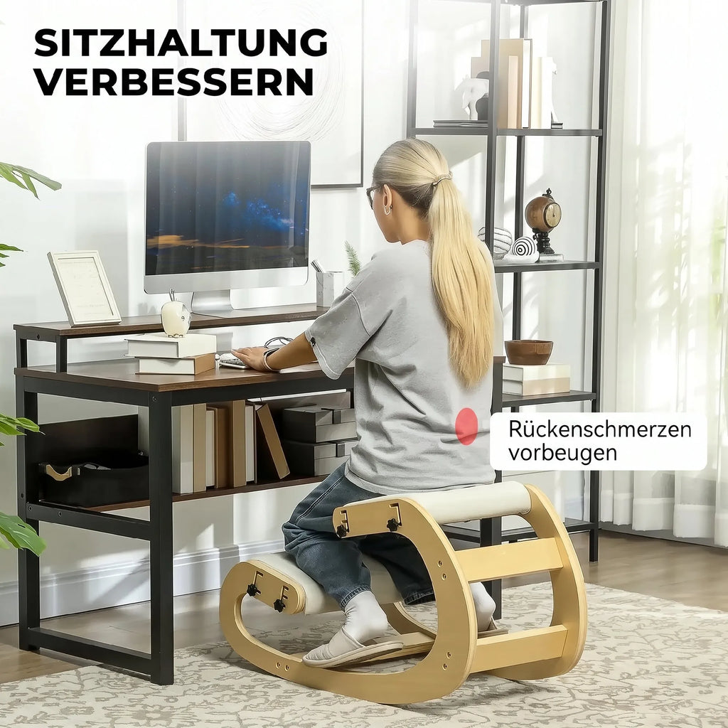 Ergonominė kėdė klūpėjimui, 6 padėčių reguliuojama, kreminė