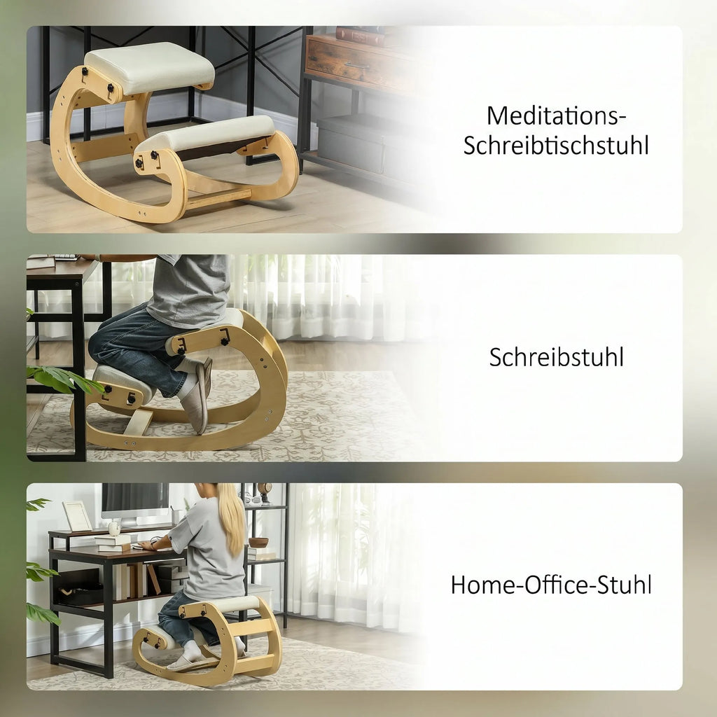 Ergonominė kėdė klūpėjimui, 6 padėčių reguliuojama, kreminė