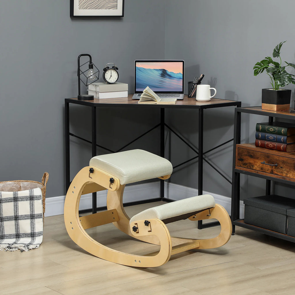 Ergonominė kėdė klūpėjimui, 6 padėčių reguliuojama, kreminė