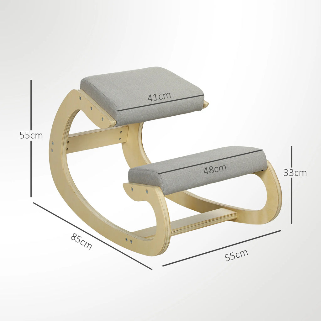 Ergonominė kėdė klūpėjimui, reguliuojama, iki 120 kg, šviesiai pilka