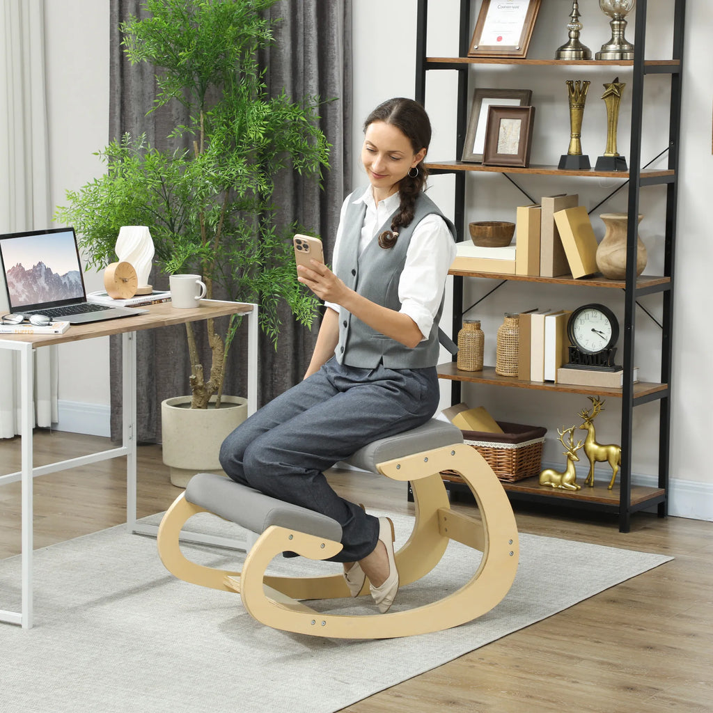 Ergonominė kėdė klūpėjimui, reguliuojama, iki 120 kg, šviesiai pilka