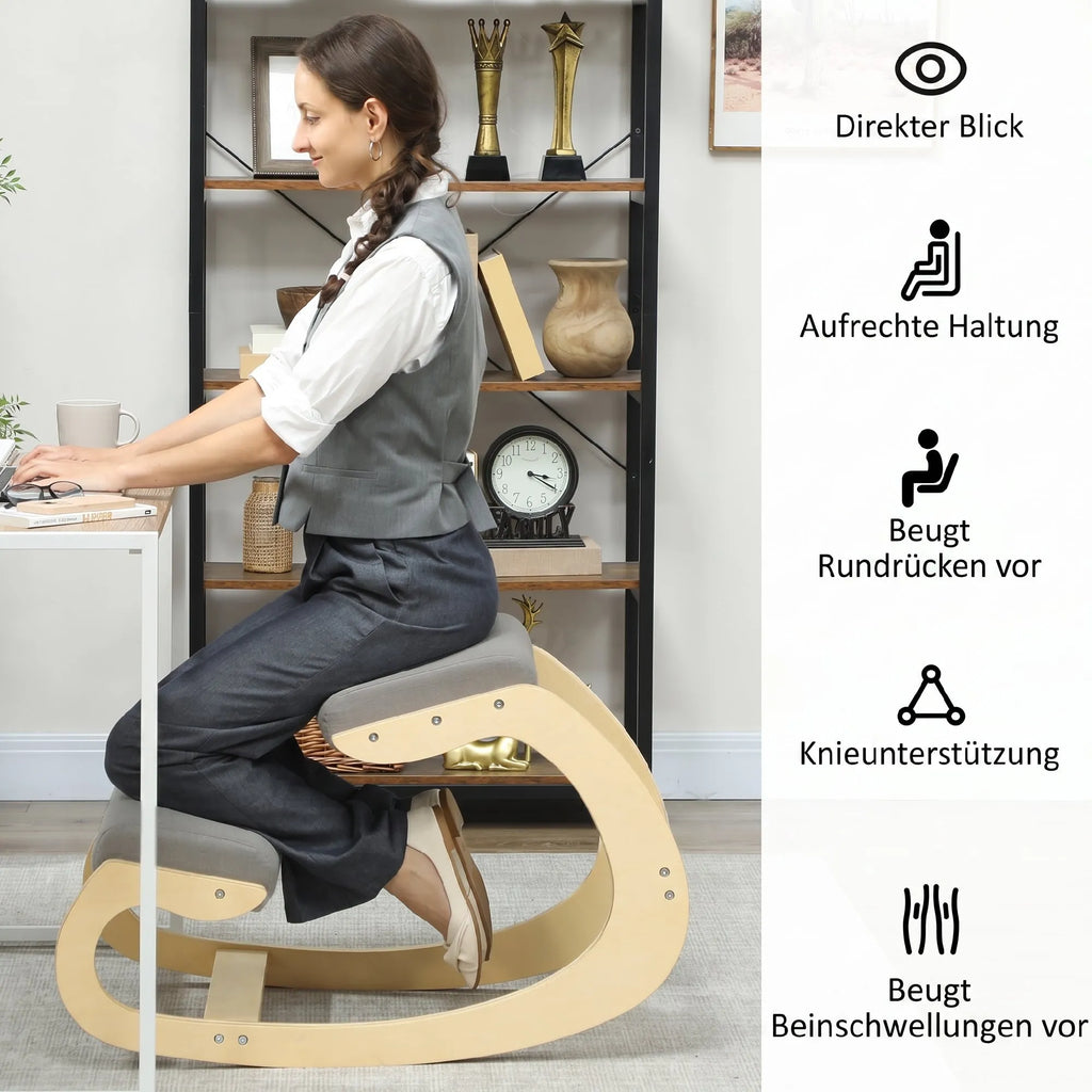 Ergonominė kėdė klūpėjimui, reguliuojama, iki 120 kg, šviesiai pilka