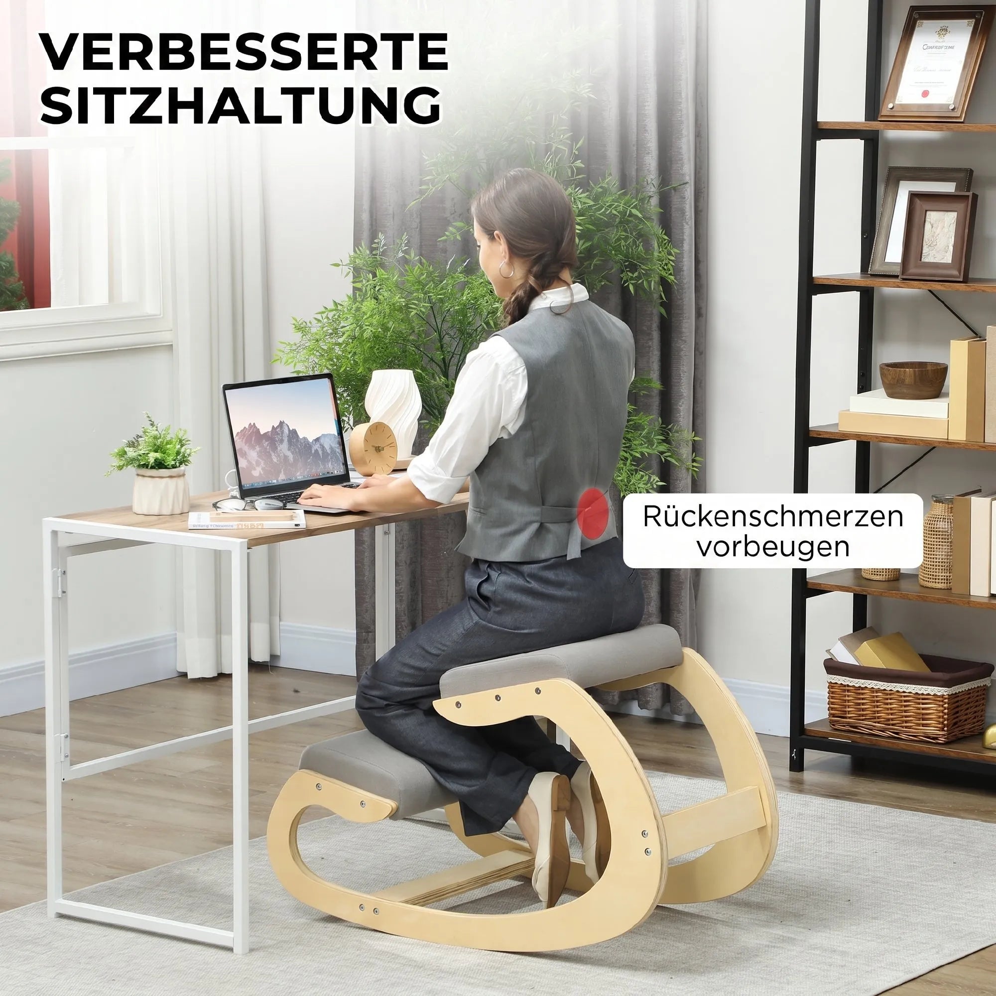 Ergonominė kėdė klūpėjimui, reguliuojama, iki 120 kg, šviesiai pilka