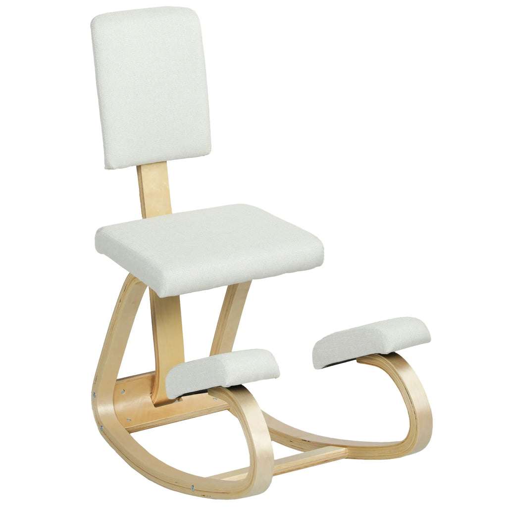 Ergonominė kėdė klūpėjimui su atrama nugarai, iki 120 kg, kreminė