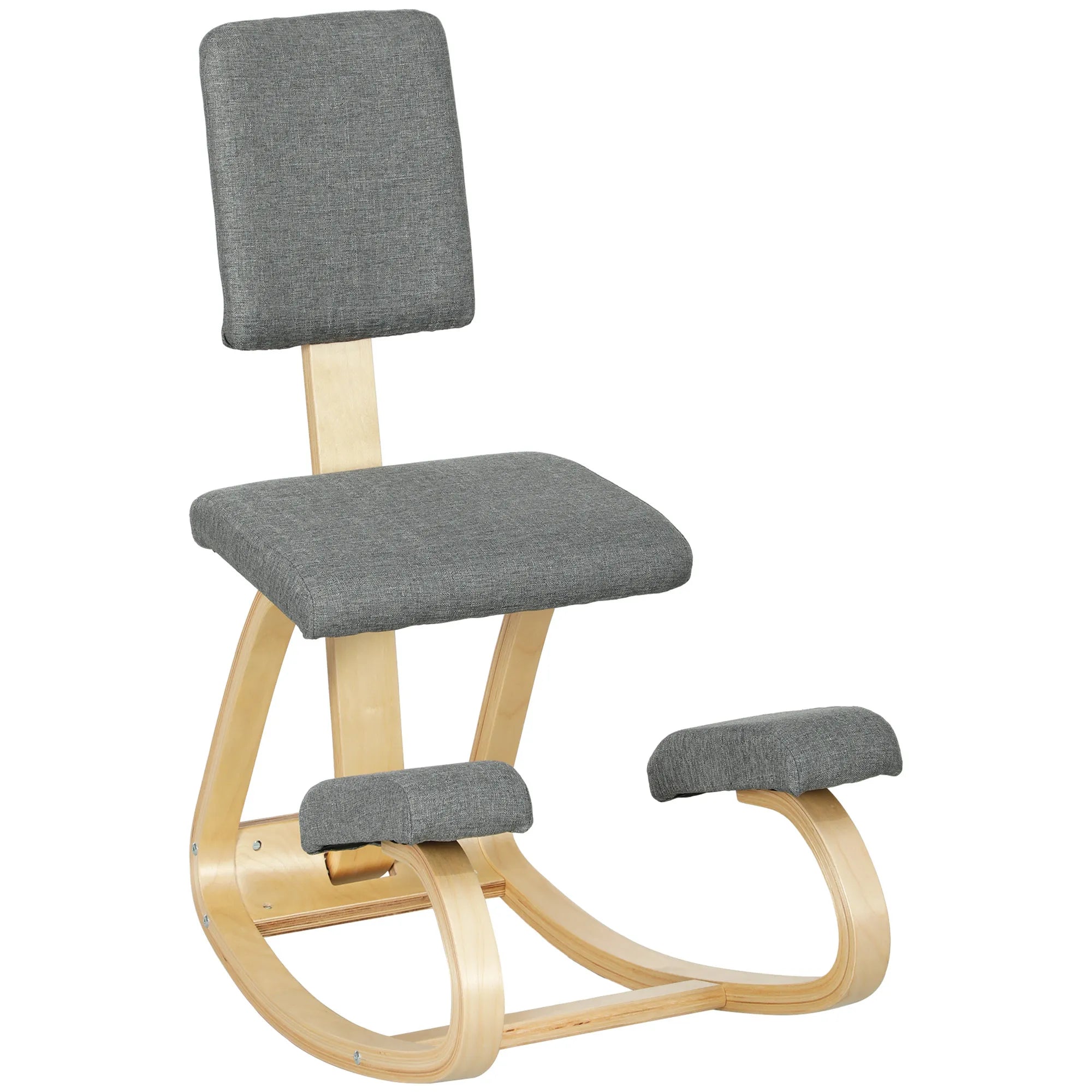 Ergonominė kėdė klūpėjimui su atrama nugarai, iki 120 kg, pilka
