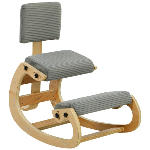 Ergonominė kėdė klūpimoji su atlošu, iki 120 kg, tamsiai pilka