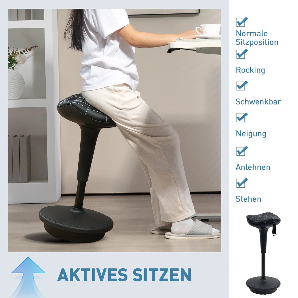 Ergonominė kėdė stovimam darbui, reguliuojamo aukščio, iki 125 kg, pasukama, juoda
