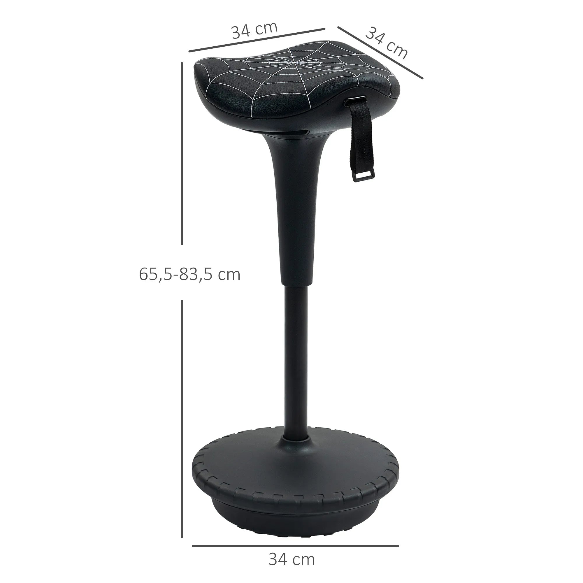 Ergonominė kėdė stovimam darbui, reguliuojamo aukščio, iki 125 kg, pasukama, juoda